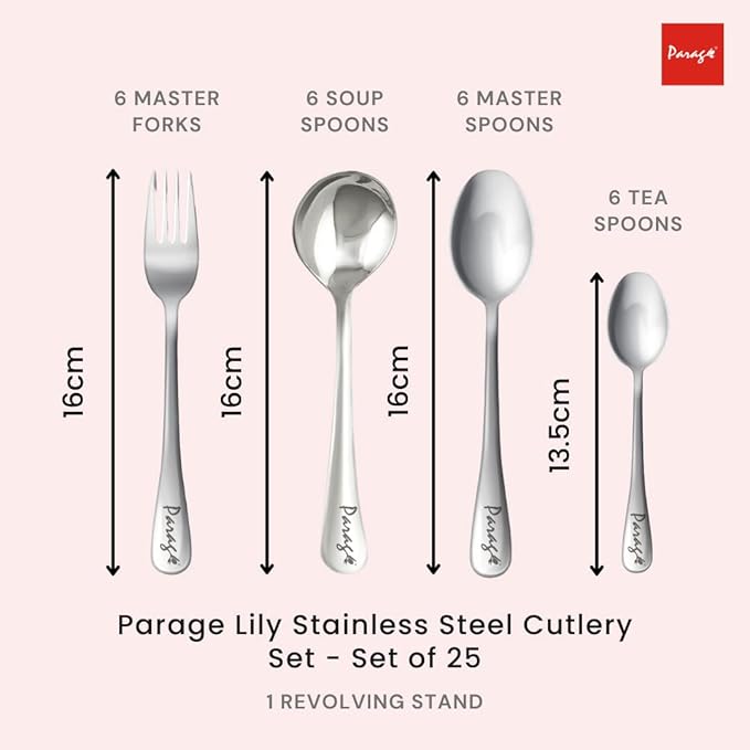 24 Pieces Lily Cutlery Set Stainless Steel with Stand