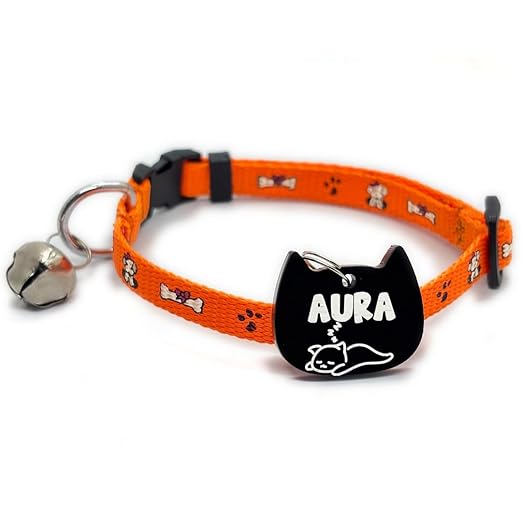 HANDMADE Cat Nylon Collar With Customisable Name & Icon