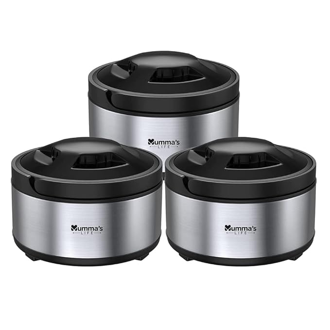 Stainless Steel Thermosteel Casserole Set of 3 for Kitchen