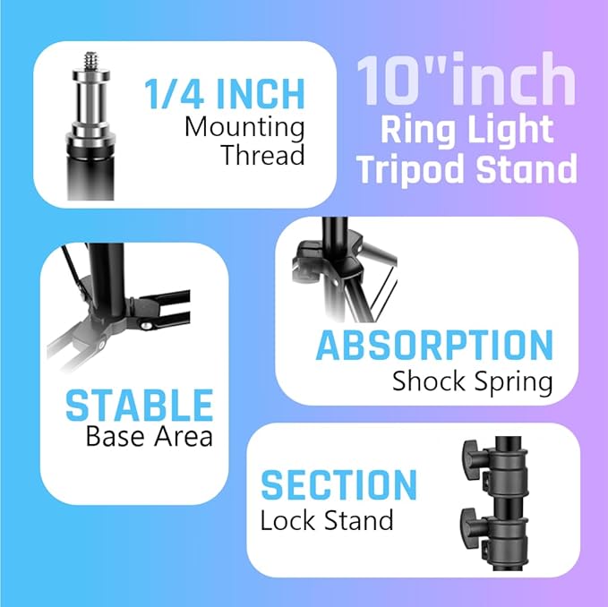 10 Inches Big LED Ring Light for Camera With Stand