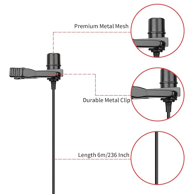 Boya by-M1 6m Auxiliary Omnidirectional Lavalier Condenser Microphone