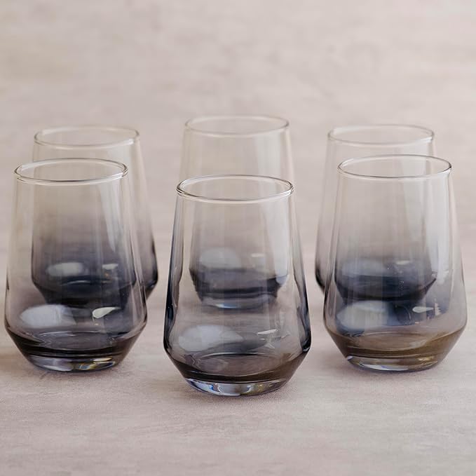 BLACKCARROT Black Water Glass Set of 6 (390ml)