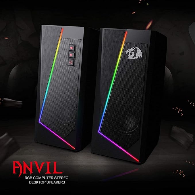 Redragon GS520 Anvil RGB Desktop Speakers, 2.0 Channel PC Computer Stereo Speaker with 6 Colorful LED Modes
