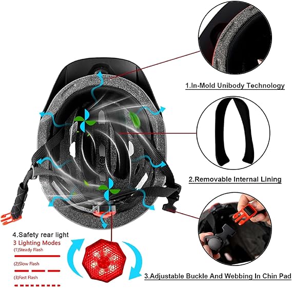 Kids Bike Helmet,Bavilk Kids Boys Girls Bike Helmets with LED Light