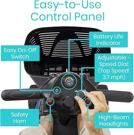 Vive 4 Wheel Mobility Scooter - Electric Powered Wheelchair Device