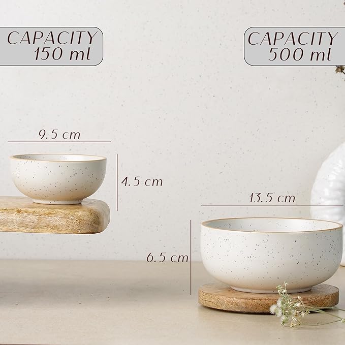 The Earth Store Handcrafted White Matte Brown Ceramic Dinner Set