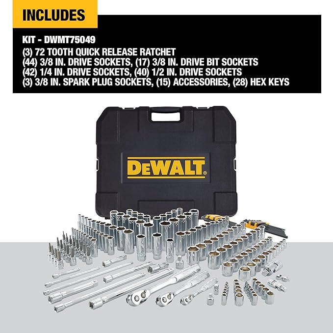 DEWALT Mechanics Tool Set, SAE and Metric Socket Wrench Set