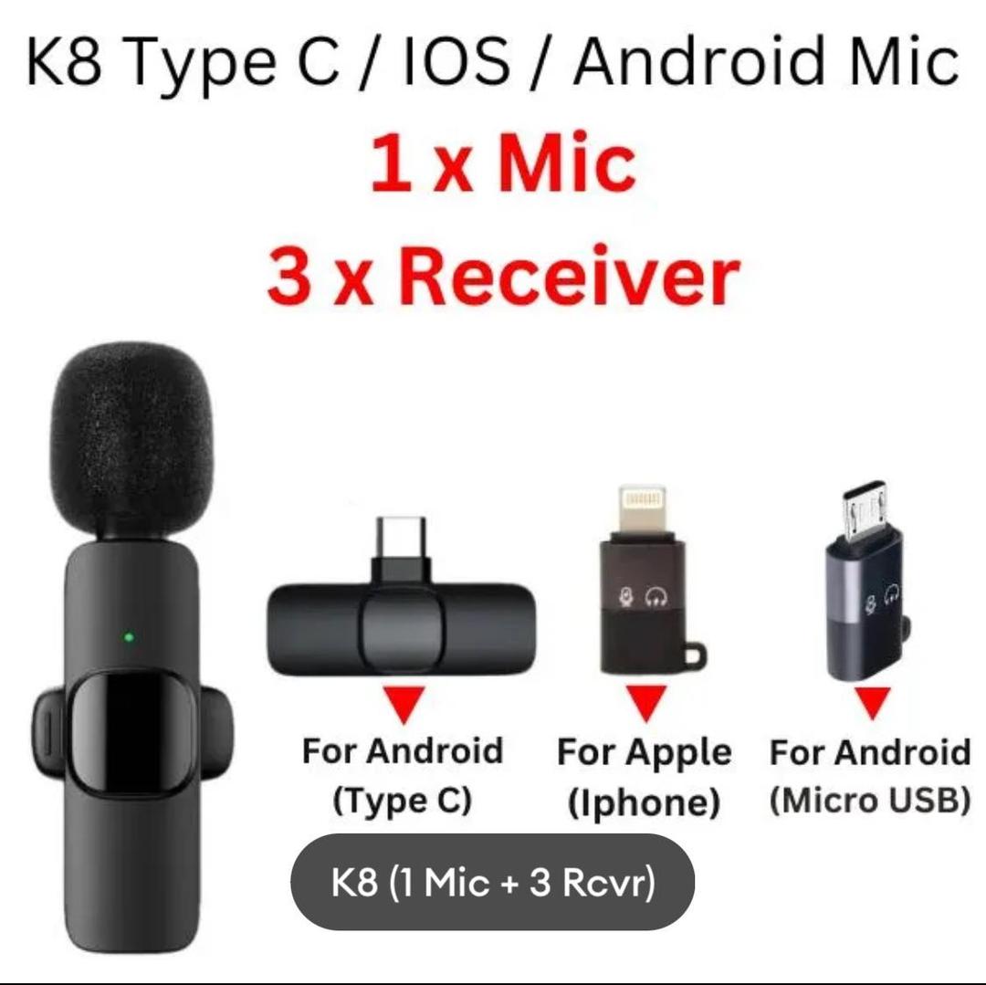 K8 Wireless Microphone Noise Reducation 3 in 1
