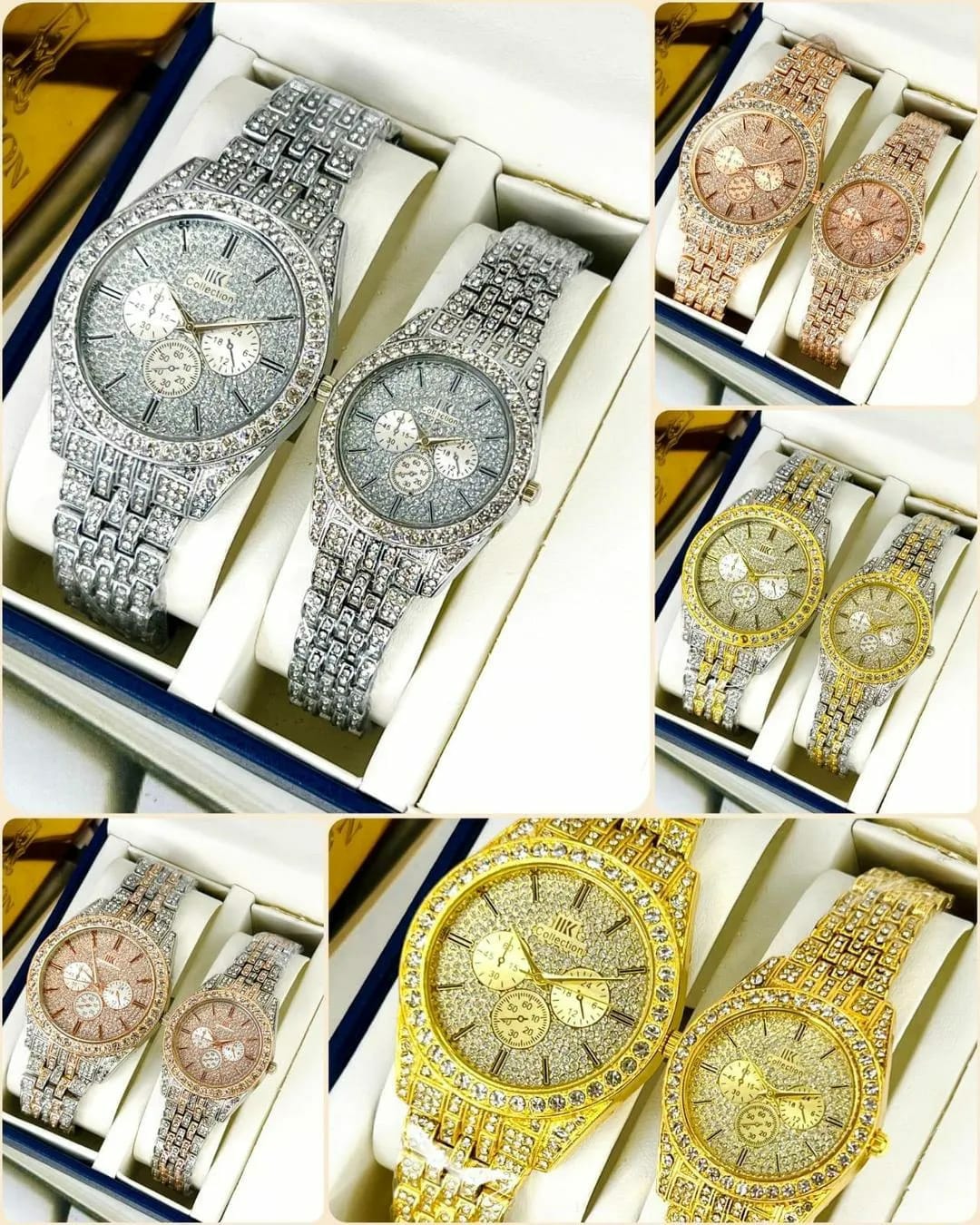 A Pair Couple Watches With A Stainless Steel Bracelet Band.