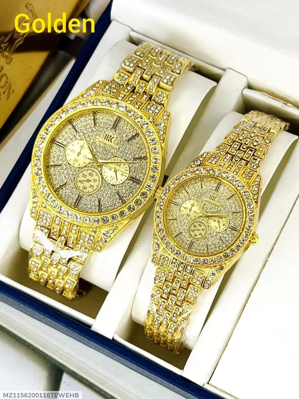 A Pair Couple Watches With A Stainless Steel Bracelet Band.