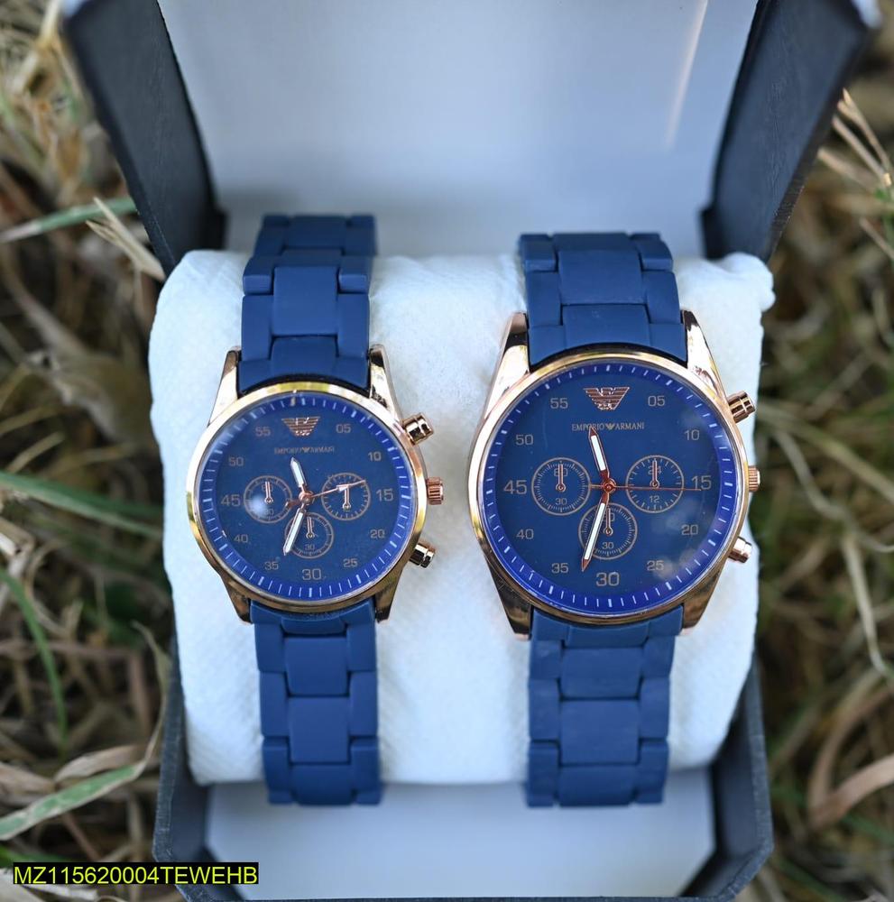 Pack of 2 Premium Rubber Chain Couple Watches - Premium Quality - Men & Women Party wear - Fashion Accessories