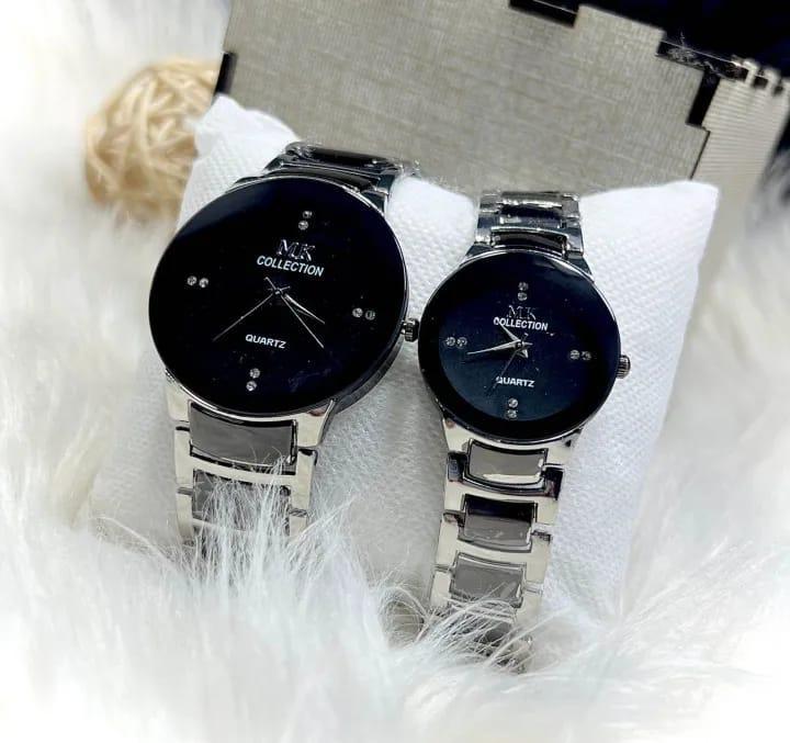 A Pair Of BG Black Quartz Analog Watches Stainless Steel