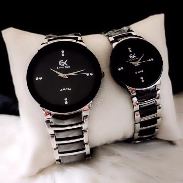 A Pair Of BG Black Quartz Analog Watches Stainless Steel