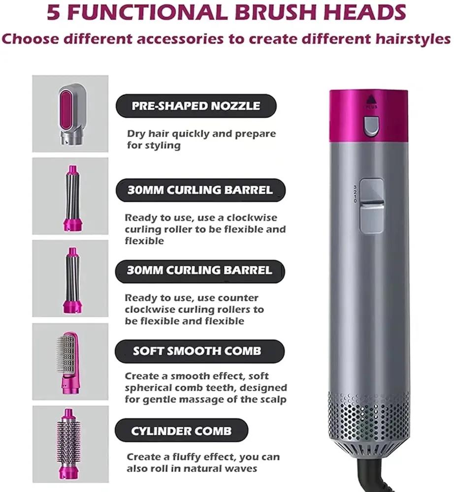 Hair Dryer - Professional Hair Dryer Brush & 5 in 1 Air Styler, 5 ...
